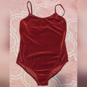 Red Velvet Sparkle Bodysuit Size Large